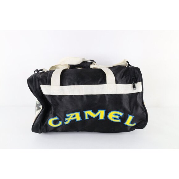 Vintage 90s Camel Cigarettes Spell Out All Over Print Duffel Bag Gym Bag Black